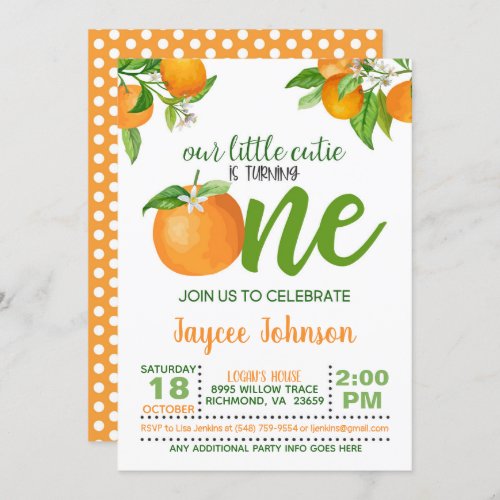 Our Little Cutie is Turning One Invitation _ OD