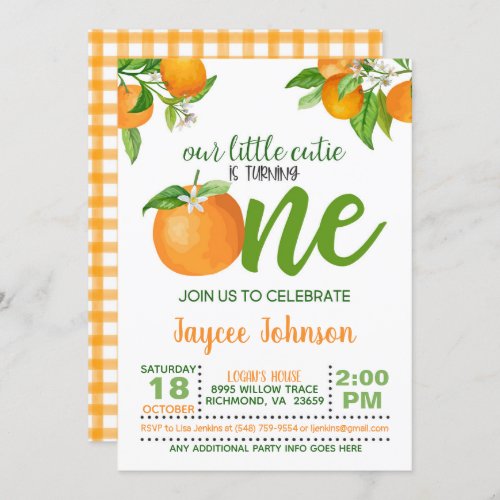 Our Little Cutie is Turning One Invitation _ OP