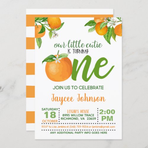 Our Little Cutie is Turning One Invitation _ OS