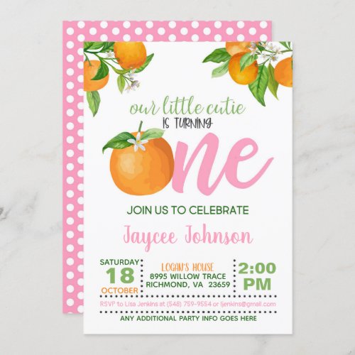 Our Little Cutie is Turning One Invitation _ PD