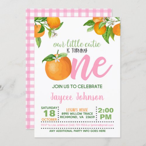 Our Little Cutie is Turning One Invitation _ PP