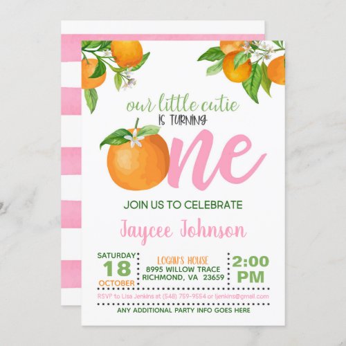 Our Little Cutie is Turning One Invitation _ PS