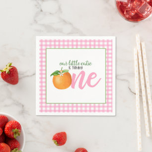 Our Little Cutie is Turning One Napkin - Pk Plaid