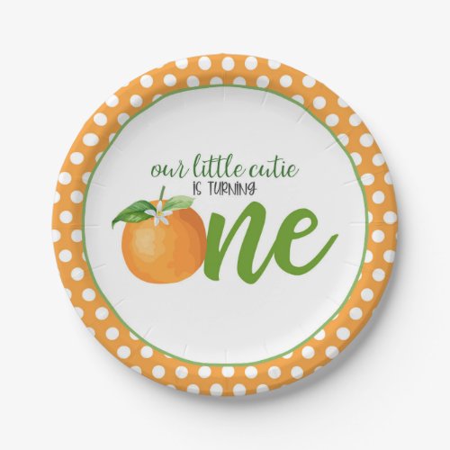 Our Little Cutie is Turning One Plate _ Or Dots