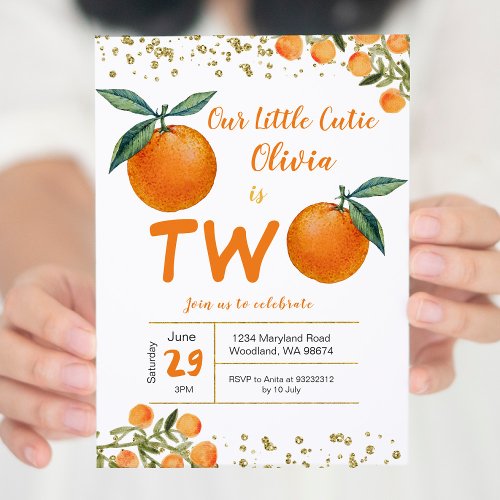 Our Little Cutie is Two Birthday Invitation