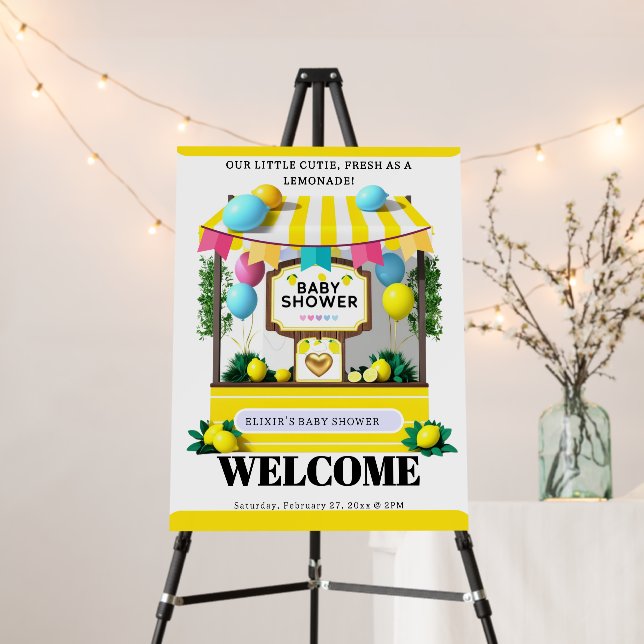 Our Little Cutie Lemonade Stand Baby Shower  Foam Board (In Situ (Stand))