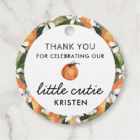 Our Little Cutie Orange Baby Shower Favor Tags