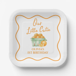 Our Little cutie orange birthday Paper Plates