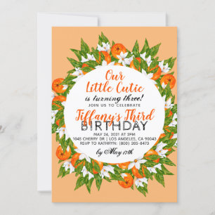 Our Little Cutie Orange Fruit Birthday Invitation