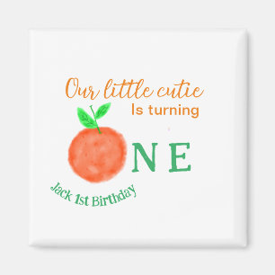 Our little cutie orange one birthday citrus fruit magnet