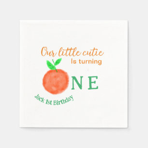 Our little cutie orange one birthday citrus fruit  napkins