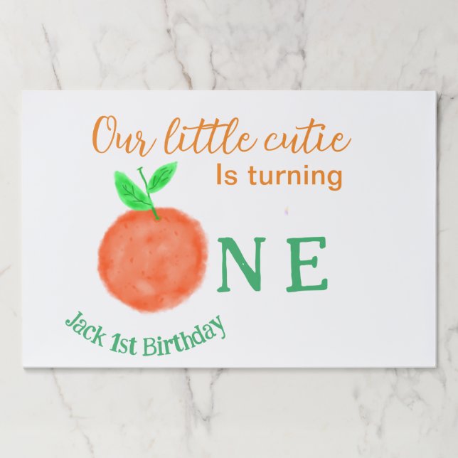 Our little cutie orange one birthday citrus fruit  paper pad (Front)