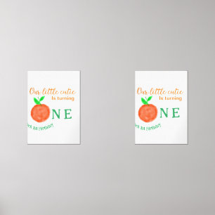 Our little cutie orange one birthday citrus fruit wall art sets