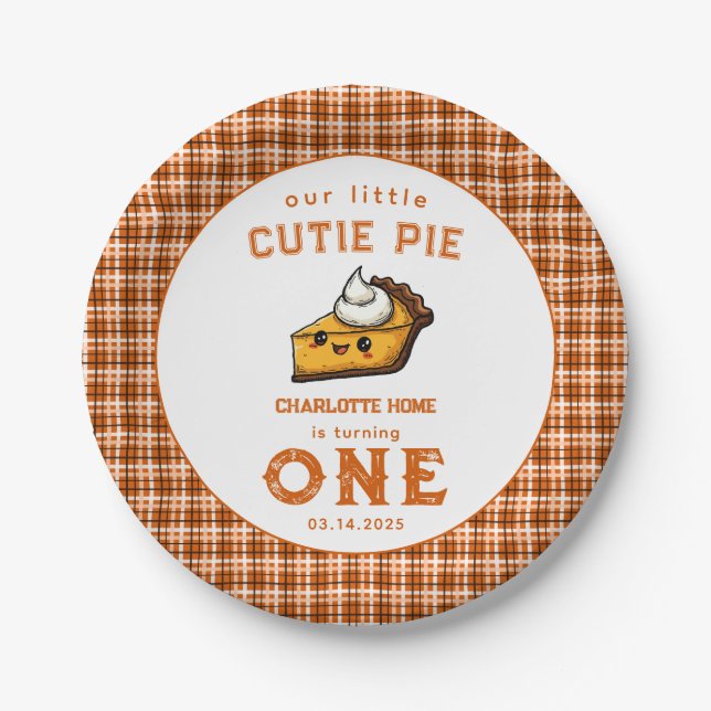 Our Little Cutie Pi Day 1st Birthday Paper Plates (Front)