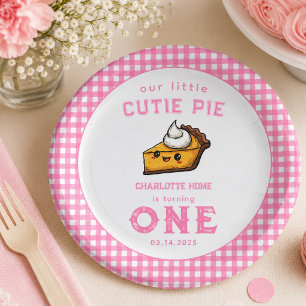 Our Little Cutie Pi Day 1st Birthday pink Paper Plates
