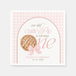 Our Little Cutie Pie Is Turning One Birthday Napkins