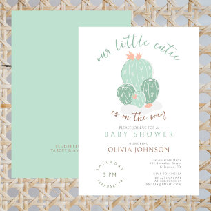 Our Little Cutie Succulent Watercolor Baby Shower Invitation