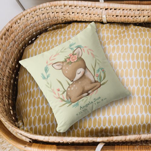 Our Little Dear Fawn Baby Nursery Throw Pillow