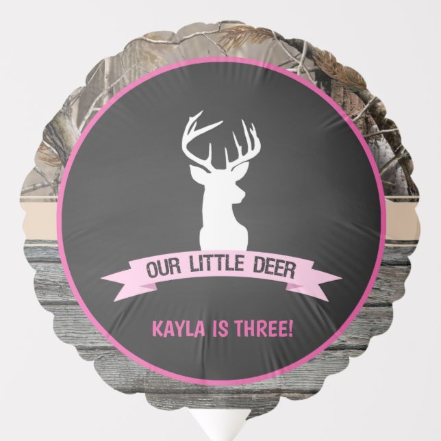 Our Little Deer Birthday Balloon - Girl (Front)