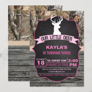 Our Little Deer Birthday Invitation - Girl