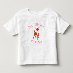 Our Little Deer Cute Pink Personalized Baby Toddler T-shirt