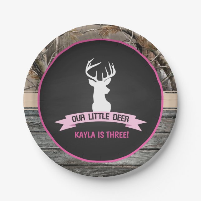 Our Little Deer Party Plate - Girl (Front)