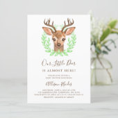Our Little Deer Woodland Baby Shower Invitation (Standing Front)