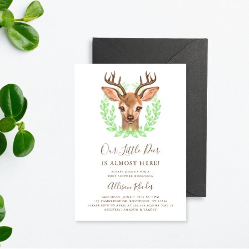 Our Little Deer Woodland Baby Shower Invitation