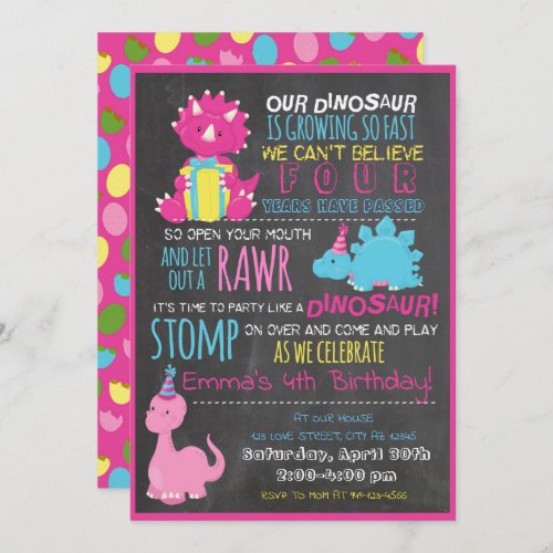Our Little Dinosaur Kids Birthday Invitation