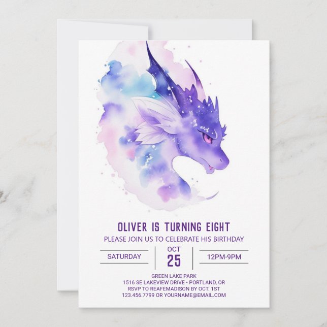 Our Little Dragon Birthday Invitation (Front)