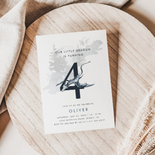 Our Little Dragon Boys 4th Birthday Invitation