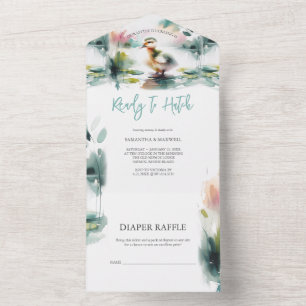 Our Little Duckling Watercolor Baby Shower All In One Invitation