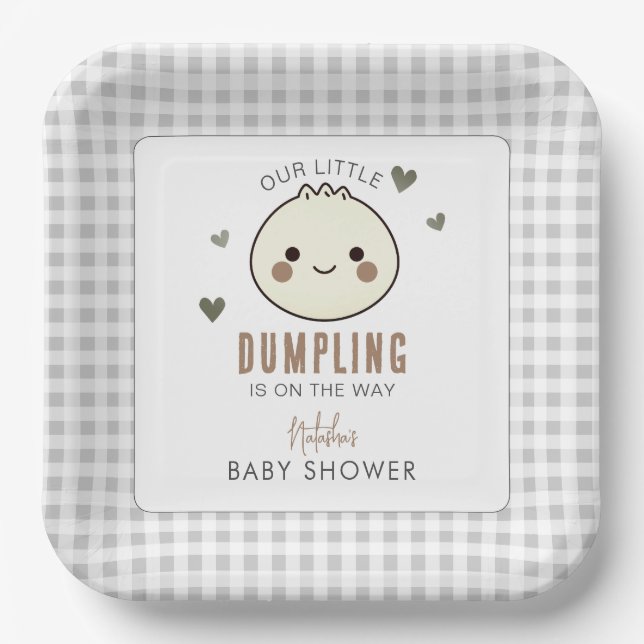 Our Little Dumpling Gender Neutral Baby Shower Paper Plates (Front)