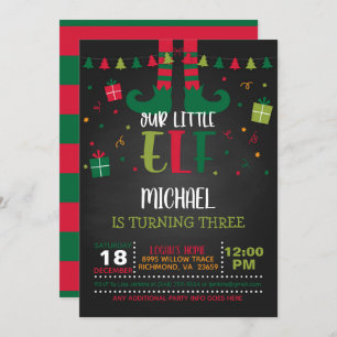 Our Little Elf Birthday Invitation - BL