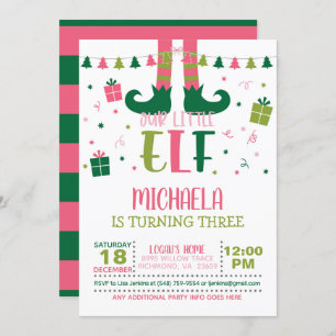 Our Little Elf Birthday Invitation - Girl - WH