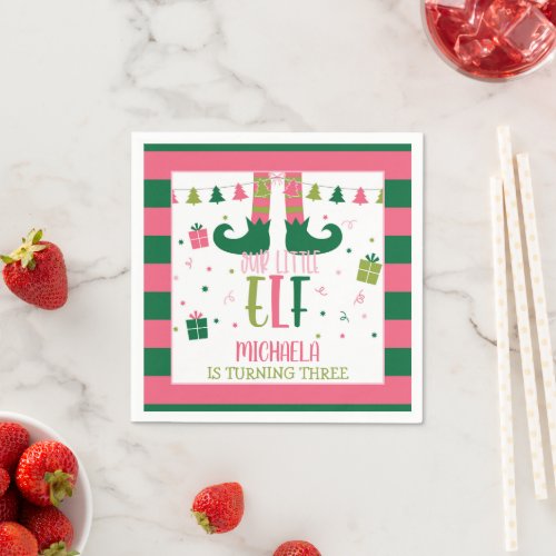 Our Little Elf Birthday Party Napkins _ Girl WH