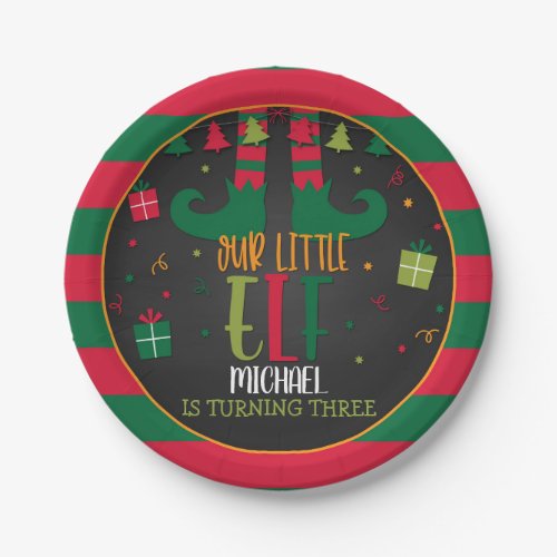 Our Little Elf Birthday Party Plate _ Blk