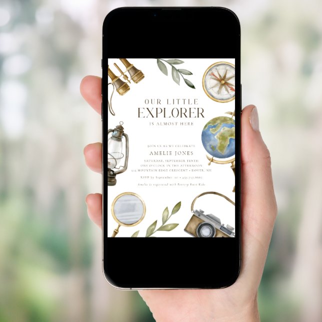 Our Little Explorer | Adventure Awaits Baby Shower Invitation (Front Digital)