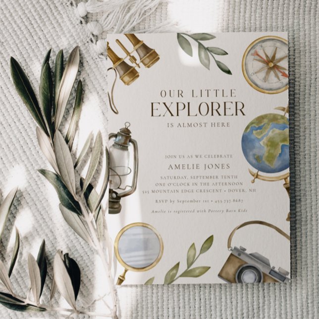 Our Little Explorer | Adventure Awaits Baby Shower Invitation (Available for print and instant digital download!)