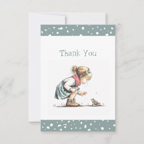 Our Little Explorer Girl with Frog Birthday Thank You Card