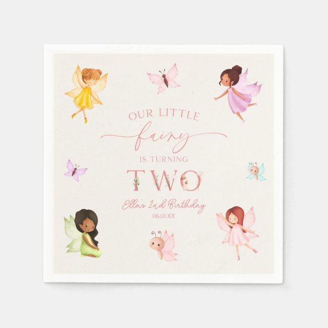 Our Little Fairy Enchanted 2nd Birthday Party Napkins (Front)