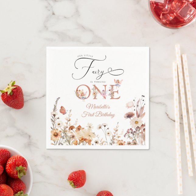Our Little Fairy Floral Garden First Birthday Napkins (Insitu)