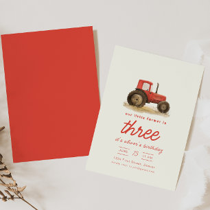 Our Little Farmer Tractor Birthday Party Invite