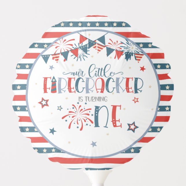 Our Little Firecracker 1st Birthday Balloon (Front)