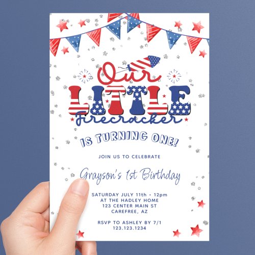 Our Little Firecracker 1st Birthday Invitation