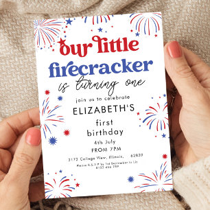 Our Little Firecracker 1st Birthday Invitation