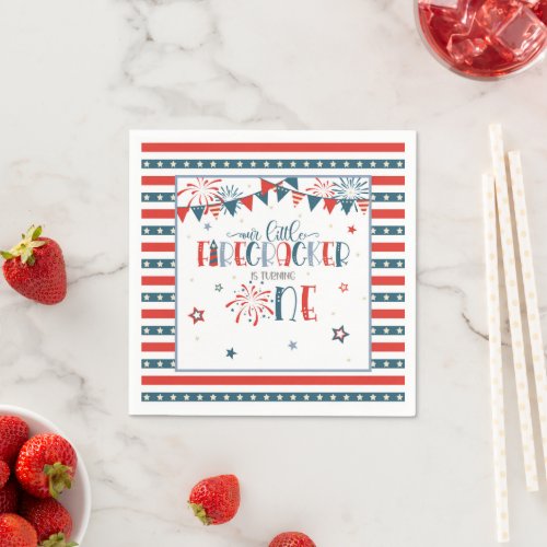 Our Little Firecracker 1st Birthday Paper Napkins