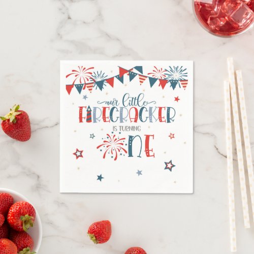 Our Little Firecracker 1st Birthday Paper Napkins