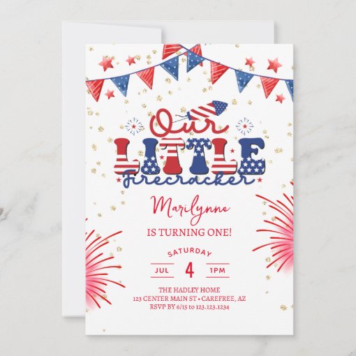 Our Little Firecracker 1st Birthday Party Invitation | Zazzle