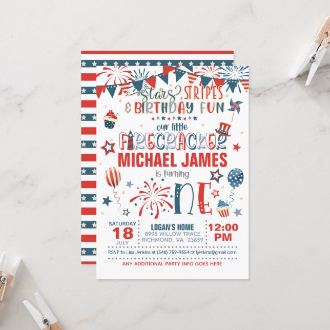 Our Little Firecracker 1st Birthday (S&S) Invitation